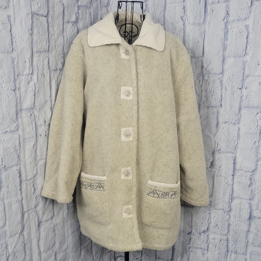 Anthony Richards Vintage Cream Sherpa Reversible Teddy Coat‎ Size Large